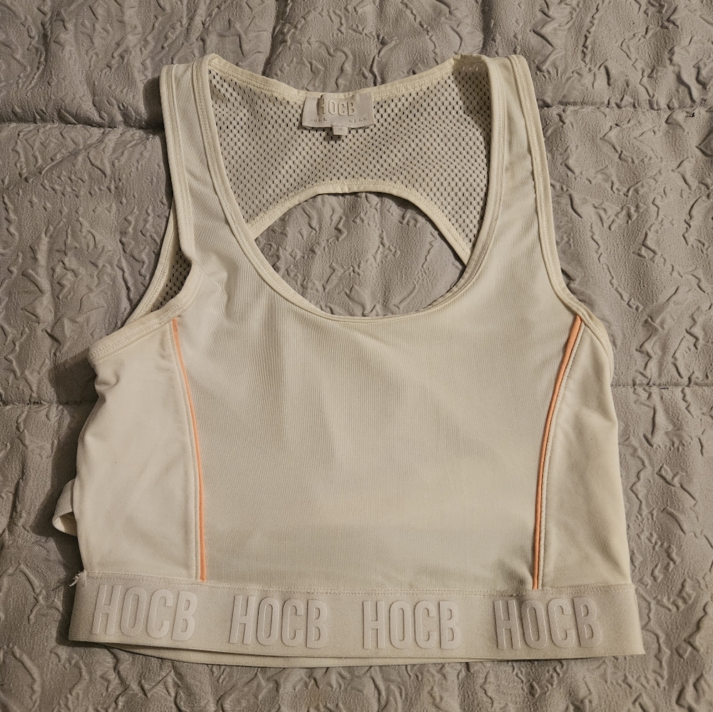 White Racerback Sports Bra with Stretchy Fabric